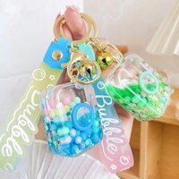 Creative Into Oil Jelly Bean Camera Keychain Cute Floating Moving Shaped Sequin Liquid Quicksand Keyring Pendant Women Bag Gift