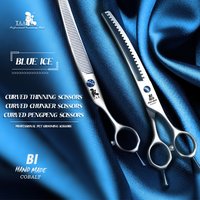 TAA Professional Pet Scissors Grooming Scissors Dog Scissors Curved Chunker Dog Shears and Serrated Scissors BI-7023 / BI-7051