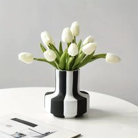 Creative Stripe Vase Black and White Stripe Vase Unique Black White Modern Vase Home Decoration
