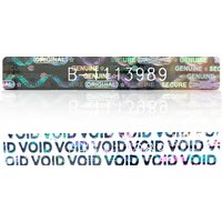 Holographic Warranty Void labels Tamper Proof Evident Sticker GENUINE AUTHENTIC Security seal 50mm x 7.5mm With Serial Number