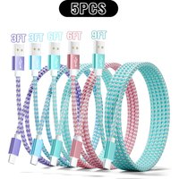 Riksoin USB-A to USB-C Cable 2/5 Pack, Fast Charge & Data Sync, for iPhone 17/16, Samsung S25/S24, iPad, Laptop, Type-C Devices