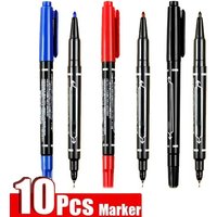 10Pcs Double Headed Marker Pen Waterproof Oily Fine Tip Painting Graffiti Marking School Stationery Drawing Supply Art Supply