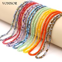 Trendy Crystal Glass Bead String Necklace for Woman Korean Fashion Neck Chain Colorful Rainbow Glitter Choker Jewelry