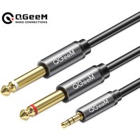 QGeeM Jack 3.5mm to 6.35mm*2 Adapter Audio Cable for Mixer Amplifier Speaker Gold Plated 6.5mm 3.5 Jack Splitter Audio Cable
