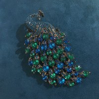 Retro Crystal Peacock Large Brooch, Bird Facing Phoenix Female Coat Accessories, Phoenix Pin Animal Suit Accessories