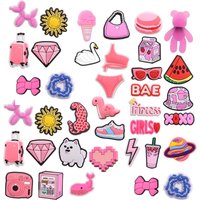 Shoe Charms for Crocs Accessories Pink Hat Bag Camera Notebook Clogs Pins Decoration For Clogs Women Kids Xmas Shoes Accessories