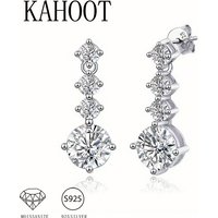 925 sterling silver 2.6 carat * 2 moissanite earrings classic simple design high-end luxury ladies daily wear vacation