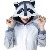 Gray Raccoon Kigurumi Onesies Anime Cartoon Women Men Pajamas Halloween Christmas Cosplay Anime Full Body Pijama