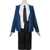 Power Cosplay Chainsaw Man Costume Blue Jacket Horn Hairpins Women Halloween Carnival Party Role Playing Outfit Anime Suit