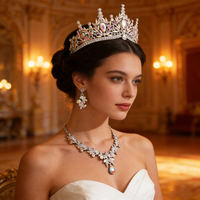 Princess Bridal Jewelry Sets for Women Wedding Dress Crown Tiaras and Choker Necklace Earrings for Brides Party Birthday