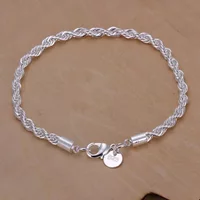 Hot Silver Plated Twisted Rope Bracelet Jewelry For Women And Men Fashion Chain Charm Flash Jewelry