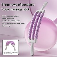 Portable Three-row Yoga Massage Stick Curved Non Slip Fascia Stick Massage Roller for Training Muscle Relaxation Body