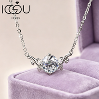 IOGOU 14k Gold Filled 2ct 8mm D Color Moissanite Vine Pendant Necklace for Women Wedding Engagement Fine Jewelry Gift Certified