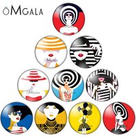 Fashionable modern girls illustration 10pcs 12mm/18mm/20mm/25mm Round photo glass cabochon demo flat back Making findings
