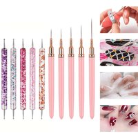 LINMANDA 10Pcs Glitter Handle Nail Dotting Pen Liner Brush Drawing DIY Manicure Nail Art Decor Kit Salon Home Nail Design Tools