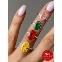925 Sterling Silver Advanced Fashion 8*12MM Oval Zircon Ring For Women Engagement Wedding Luxury High Quality Fine Jewelry