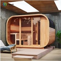 Customized Cubic Hemlock Solid Wood Outdoor Steam Sauna, Stylish Modern for 2 - 4 Persons