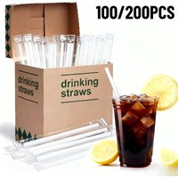 100/200PCS Transparent Straws Individually Packaged Disposable Straws Suitable Party Wedding Milk Juice Milkshake Coffee