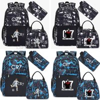 3Pcs Sets CR7 Print School Bags for Boy's Girls Primary Schoolbag Backpack Set Rucksack Bagpack Kids Cute Children's Book Bags
