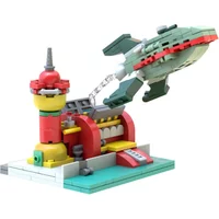 MOC Futurama Planet Express Model Building Blocks Animated Red Platform Express Delivery Spaceship Brick Toys Adult Gift