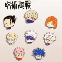 8PCS Anime Jujutsu Kaisen Enamel Badges Cute Gojo Satoru Brooch Itadori Yuji Pins Geto Suguru Badge for Backpack Clothing Lapel
