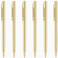 2/6pcs Golden Metal Ultra-Thin Retractable Ballpoint Pen with a Medium Tip, Smooth Writing, Made of Metal, Ideal for Weddings