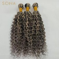 #2/60 Ash Blonde Colored Highlights Deep Wave Human Hair Bundles 100% Human Hair Extensions 1/2/3 Bundle Deals Human Hair Weaves image 3