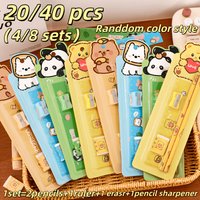 4/8Sets Pencil Stationery Set with Eraser Multipurpose Writing Tool for Student Prize Party Favor School Supply