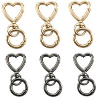 2-50Pcs Metal Heart Shape Keychain DIY Hanging Buckle Key Ring Spring Snap Keychain Clip Hanging Buckle Key Chains Accessories