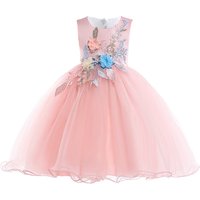 Robe élégante pour fille de 3 à 10 ans, costume de mariage d'anniversaire, robes de fête à fleurs appliquées, vêtements d'été pour enfants