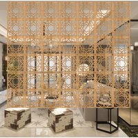 10pcs Room Hanging Screen Partition Guest Room Divider Panel wooden color Living Room Office Simple Chinese Hollowing Screen