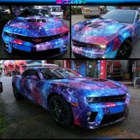 2pcs 50*150 Beautiful Galaxy Painting Car Body Film PVC Starry Sky Vinyl Wrap Auto Interior Styling Stickers for Home Wall Use