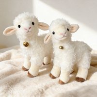 Cute White Obediently Lamb Plush Toys Realistic Sheep Wearing A Bell Plush Dolls Baby Toys Birthday Gifts for Kids Home Decor