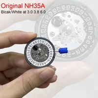 Original Nh35 Movement Crown At 3.8 3 6 Nh35A With Black Date Automatic Mechanical Watch Dial Mods Repair Watchmaker White/Black