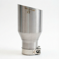 Universal Stainless Steel Shiny Flange Exhaust Pipe Muffler Tip with Angle - Polishing Slash Cut 304 SUS Car Modification Access