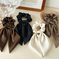 Korea Solid Color Silk Hair Scrunchie For Women satin bow hair tie girls black silk hair rubber bands hairbands hair accessories