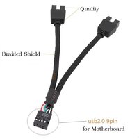 USB 9Pin to Dual 9Pin Cable Splitter Computer PC Case Motherboard 1 In 2 Out Data Transfer Braided Shield Wire HUB Extend Line