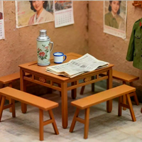 5Pcs Montessori Miniature Imitation Table Long Bench Model 1:12/1:18 Dollhouse Furniture Accessories For Girl Gifts