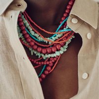 European And American Luxury Design Bead Stacking Collarbone Chain Exaggerated Creativity Layer Baroque Colorful Gravel Necklace