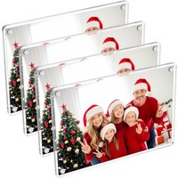 4 Pack Acrylic Photo Picture Frames, Double Sided Photo Refrigerator Magnet Picture Frame, Clear Picture Display Frame, 6×4 In