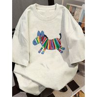 Oversized Women Tshirt Summer Fashion Drawn Printed Casual Short Sleeve Top Pullover Comfortable Plus Size Tee Trendy Outfit
