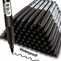 12PCS Permanent Marker Pen Manga Drawing Markers Black Blue Red Waterproof Ink Sketch Pens Stationery Art School Supplies