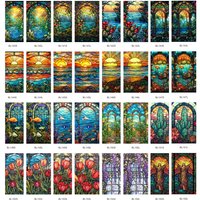 Frosted Stained Glass Films Static Cling Flower Pattern Window Sticker Privacy Vintage Art Bathroom Landscape Home Decor