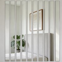 10Pcs Mirror Wall Stickers Striped Design Mirror Art Tile Decal DIY Self Adhesive Wall Line Border Decals Acrylic Mirror Sheets
