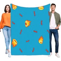 Calcifer & Bacon Anime Blanket, Soft Cozy Lightweight Fleece Throw for Bed Sofa, Howls Moving Castle Ghibli Kids Adults Fan Gift