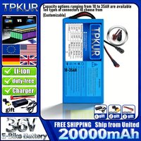 TPKUR High Capacity 18650 Lithium Battery Pack 36V 10S6P,5P,4P 15AH 20AH 25AH 35AH Built-in BMS For 200-1000W Electric Scooter