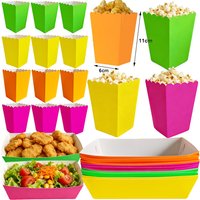 6/12/24/32pcs Neon Glow Party Snack Containers Fluorescent Color Popcorn Boxes Food Trays Movie Night Glow Theme Party Supplies