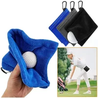 Square Microfiber Golf Ball Cleaning Towel with Carabiner Hook Water Absorption Cleaner Club for Head Wipe Cloth Clean MJ002