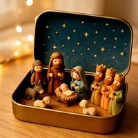 1 Set Weihnachtliche Mini-Krippe, 3D-gedruckt, Exquisites Ornament-Set für Heiligabend, Glaubensornamente zur Dekoration von Wohnzimmer, Arbeitszimmer und Schlafzimmer