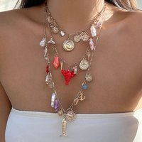 PuRui 3 Pcs/Set Bohemian Gold Color Adjustable Imitation Pearl Necklace Women Summer Ocean Beach Style Pendant Necklace Jewelry